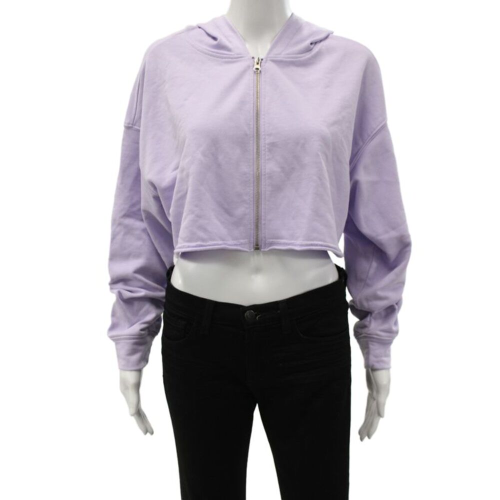NIA Womens Purple Full Zip Hoodie 100% Cotton Crew Neck Long Sleeve Size S